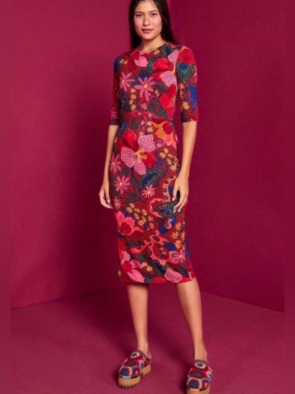 Farm Rio Snake Garden midi dress small